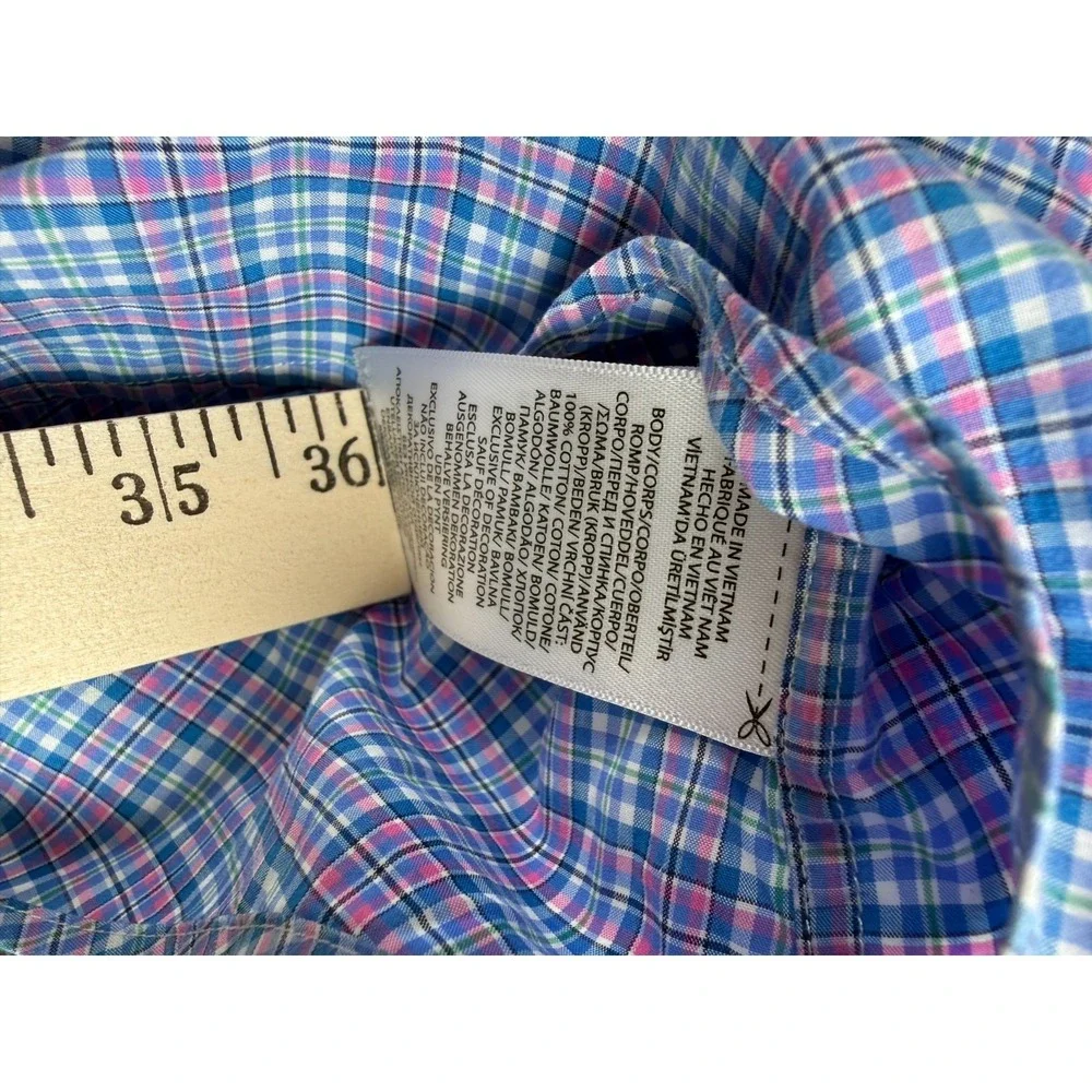 Polo Ralph Lauren Shirt Men size XL TG Pink Blue Green Button Plaid Classic Fit